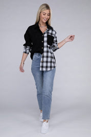 Women's Plaid Drop Shoulder Shacket