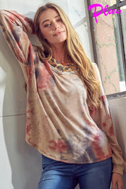 Women's Casual Tie Dye Animal Mixed Top