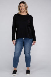 Women's Relaxed Fit Plus Cotton Long Sleeve T-Shirt