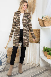 Women's Loose Fit Camouflage Pockets Cardigan