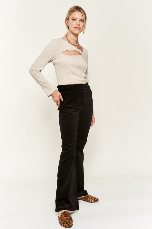 Women's High-Waisted Flared Corduroy Pants