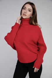 Women's Loose Fit Viscose Dolman Sleeve Turtleneck Sweater