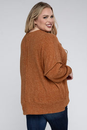 Plus Size Oversized Melange Drop Shoulder Sweater