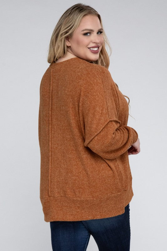 Plus Size Oversized Melange Drop Shoulder Sweater