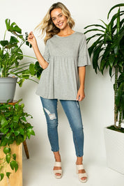 Women's Solid Ruffle Sleeve Loose Fit Top