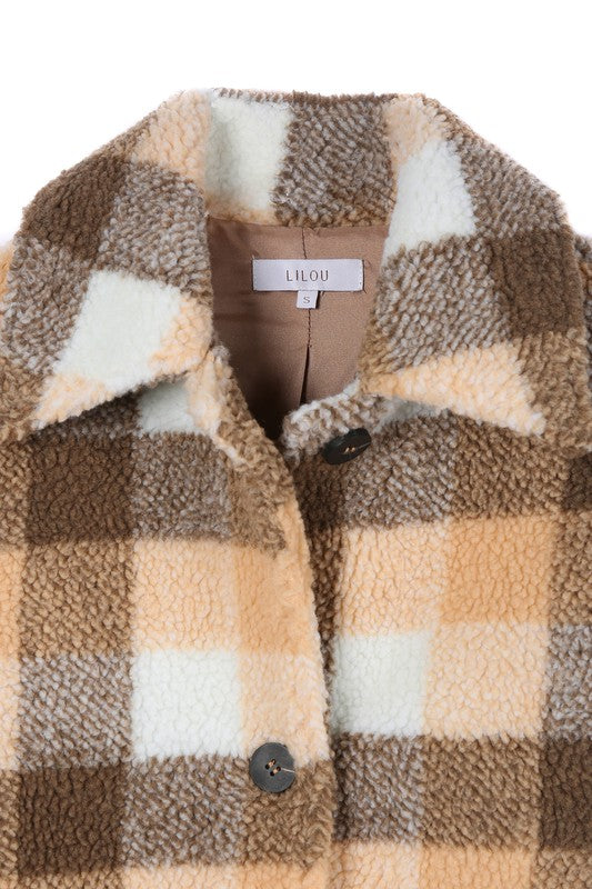 Women's Plaid Sherpa Jacket