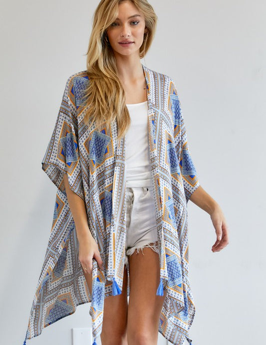 Women's Printed Short Sleeve Kimono