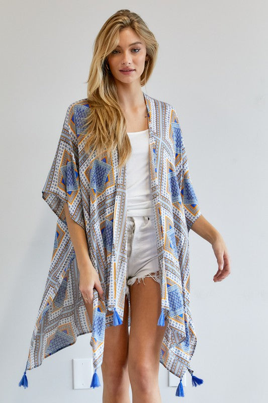 Women's Printed Short Sleeve Kimono