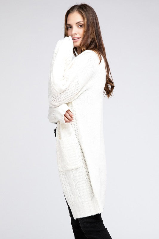 Women's Loose Fit Twist Knitted Open Front Cardigan