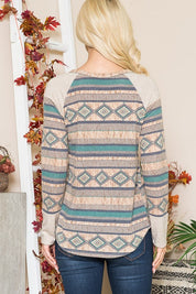 Women's Casual Loose Fit Tribal Print Sweater Knit