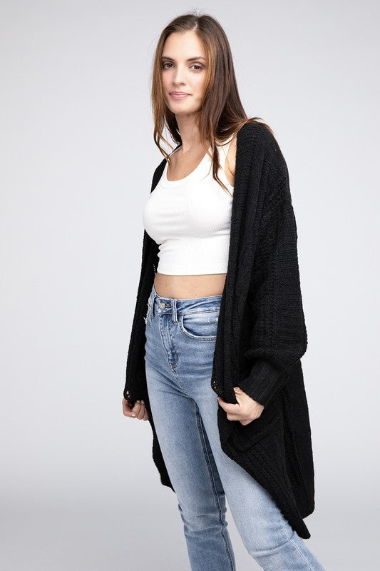 Women's Loose Fit Twist Knitted Open Front Cardigan