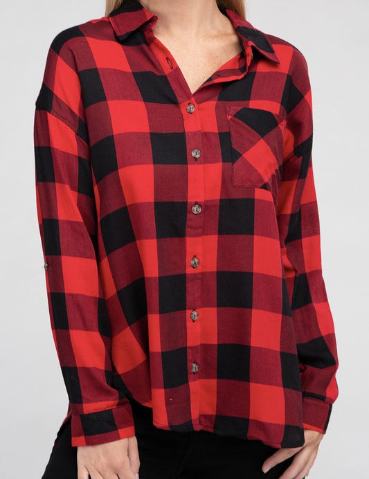 Women's Casual Plaid Flannel Shirt