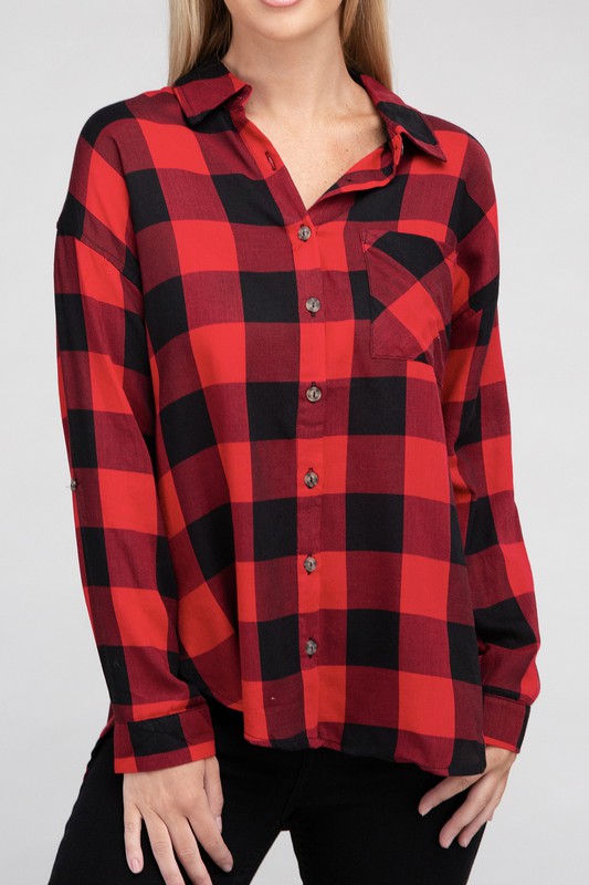 Women's Casual Plaid Flannel Shirt