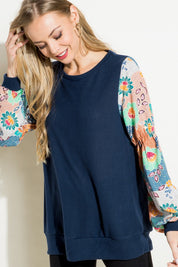 Plus Size Relaxed Floral Mix Tunic Top