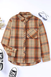 Women's Long Sleeve Plaid Button-Up Shirt