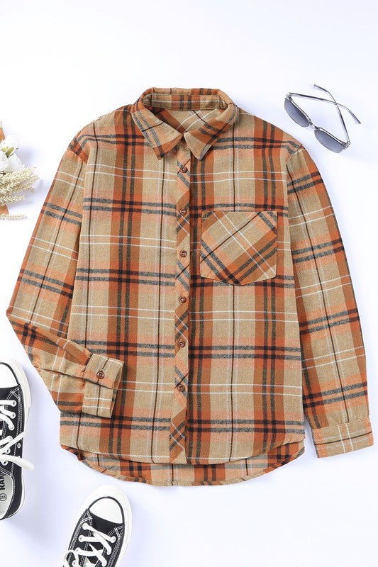 Women's Long Sleeve Plaid Button-Up Shirt