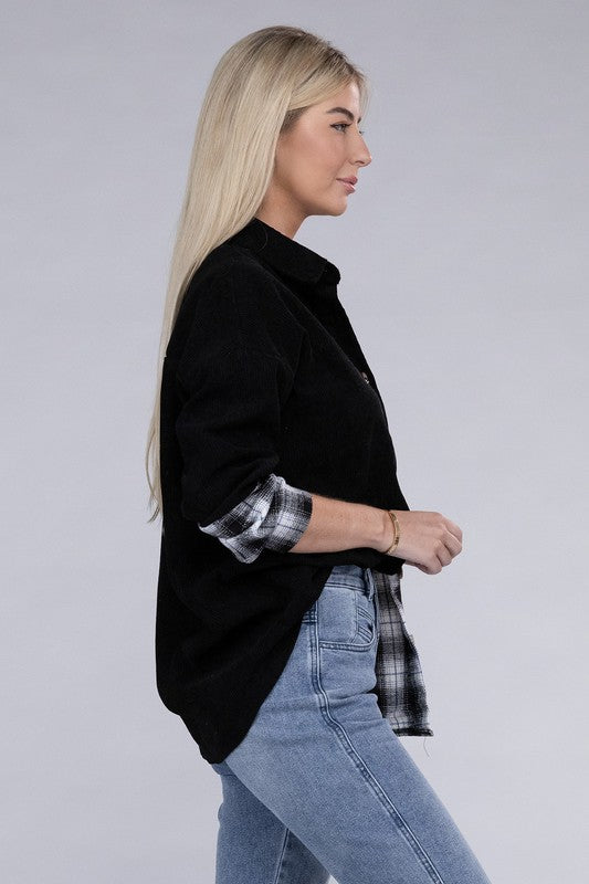 Women's Plaid Drop Shoulder Shacket