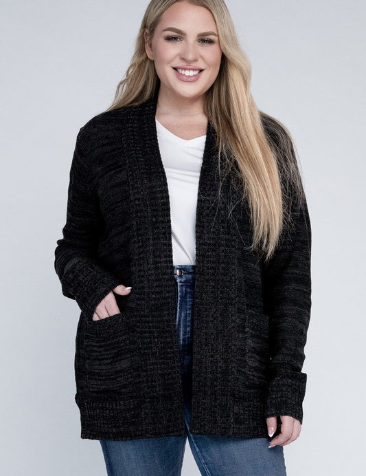 Plus Solid Open Front Cardigan