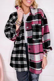 Women's Colorblock Plaid Loose Fit Shacket