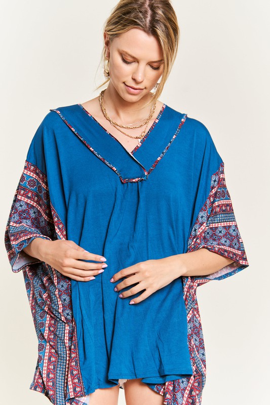 Women's Bohemian V-Neck Poncho Tunic