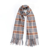 Unisex Casual Plaid Fringed Scarf for Autumn & Winter