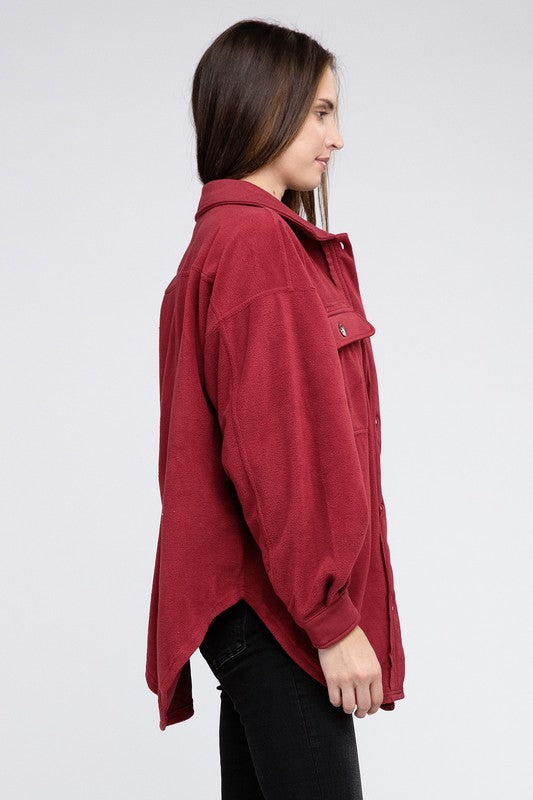 Women's Oversized Fleece Buttoned Jacket