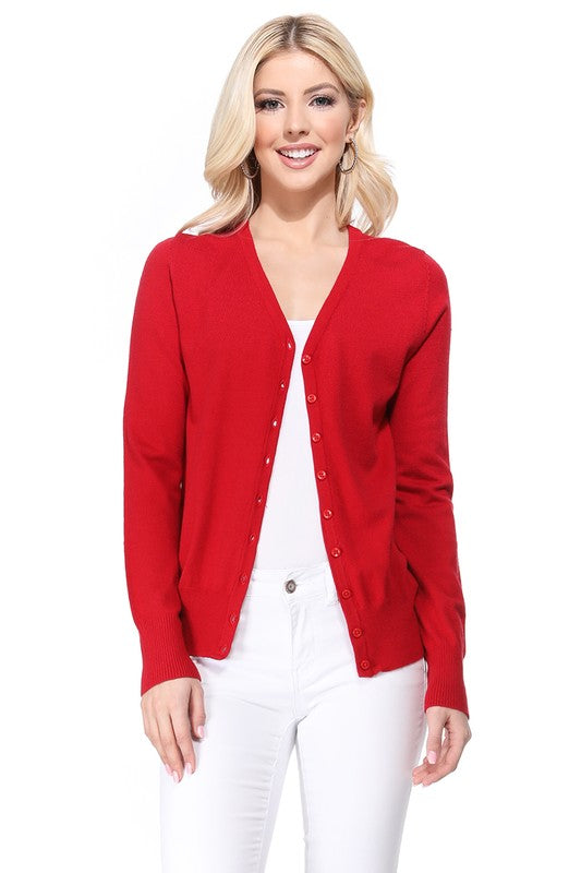 Women's Loose Fit V-Neck Button Down Knit Cardigan Sweater