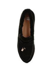 Women's Formal Suede & Faux Fur Flat Loafers