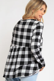 Women's Loose Fit Plaid Babydoll Top