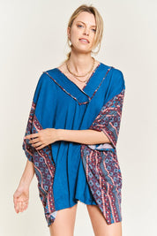 Women's Bohemian V-Neck Poncho Tunic