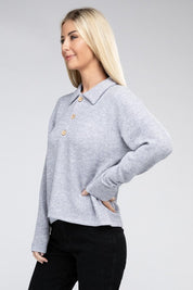 Women's Relaxed Collared Button Front Sweater