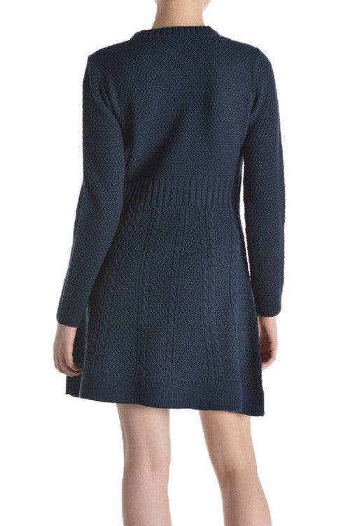 Women's Cable Knit Flared Mini Sweater Dress