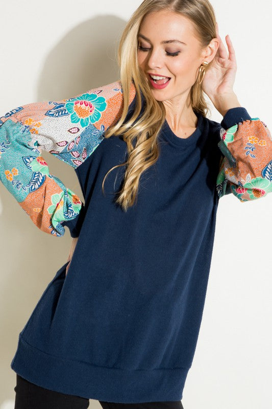 Plus Size Relaxed Floral Mix Tunic Top