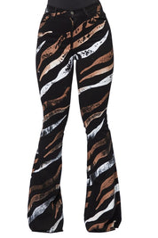 Women's High Rise Tiger Print Bell Bottom Jeans