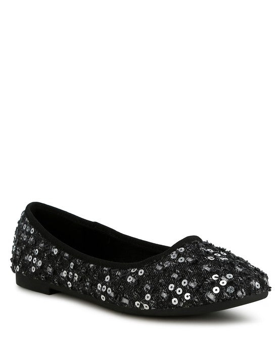 Women's Sequin Embellished Ballet Flats