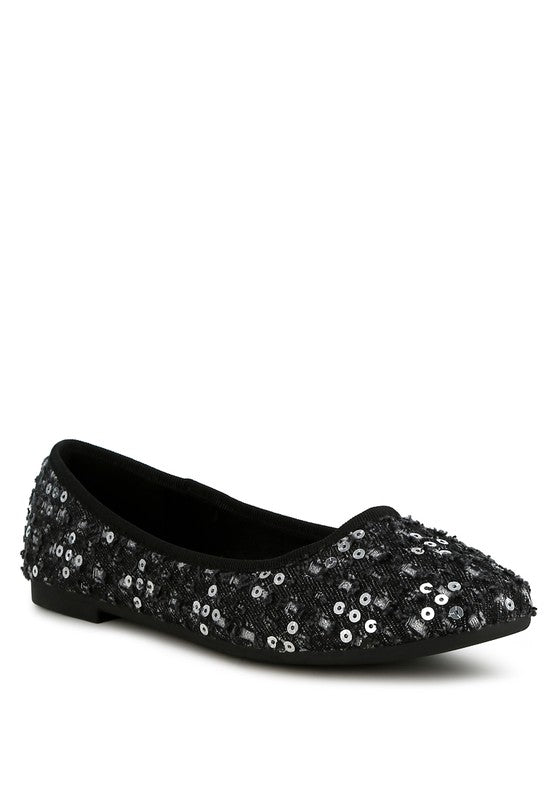 Women's Sequin Embellished Ballet Flats