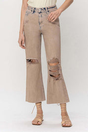 Women's Distressed Vintage Crop Flare Jeans