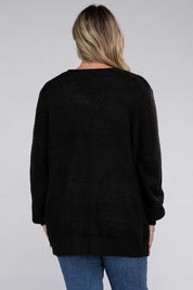 Plus Size Oversized Waffle Open Cardigan Sweater