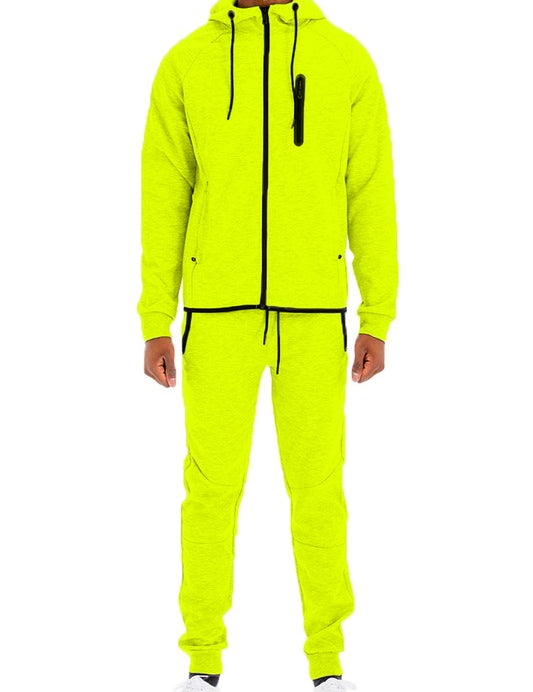 Men's Full Zip Solid Color Track Set