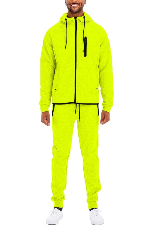 Men's Full Zip Solid Color Track Set