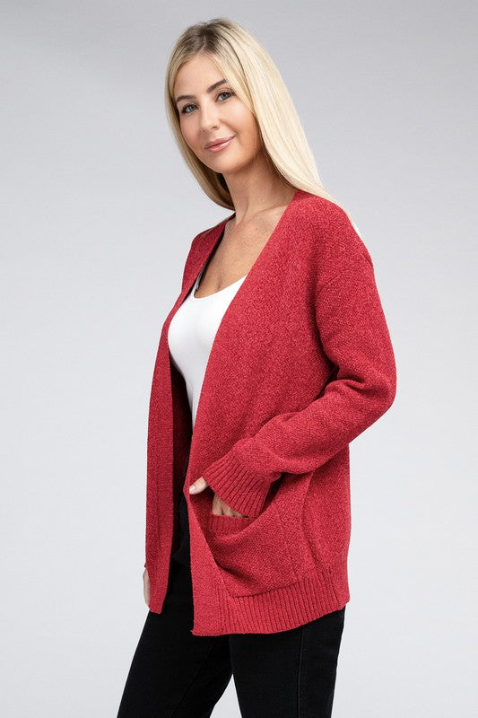 Women's Relaxed Melange Open Front Sweater Cardigan