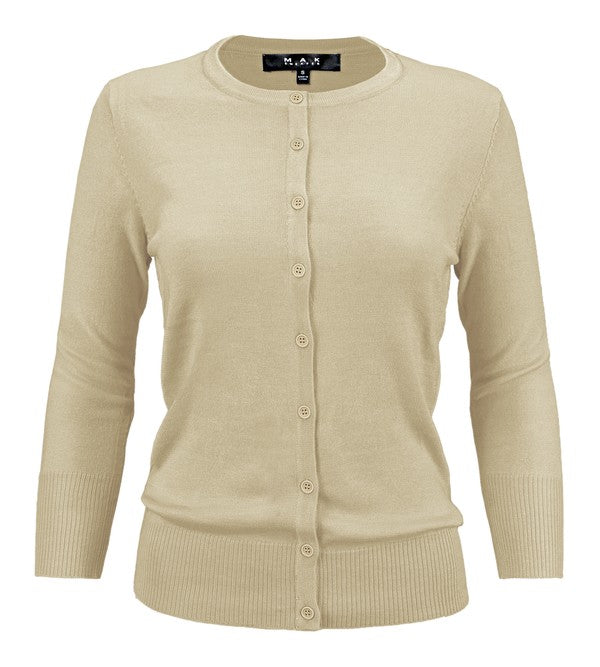 Women's Casual Crewneck Button Down Knit Cardigan Sweater