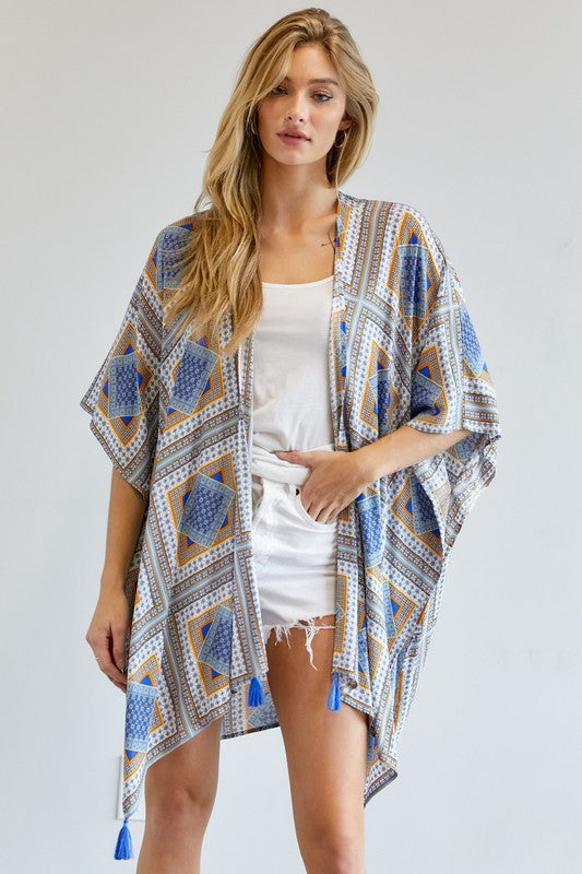 Women's Printed Short Sleeve Kimono