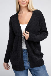 Women's Relaxed Melange Open Front Sweater Cardigan