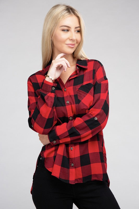 Women's Casual Plaid Flannel Shirt