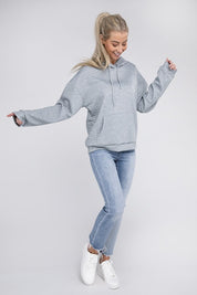 Women's Textured Drawstring Hoodie with Pocket