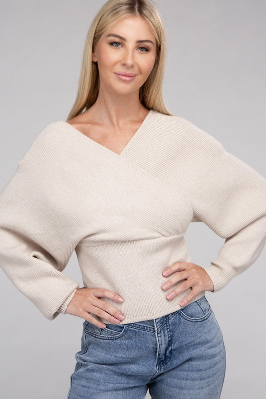 Women's Viscose Cross Wrap Pullover Sweater