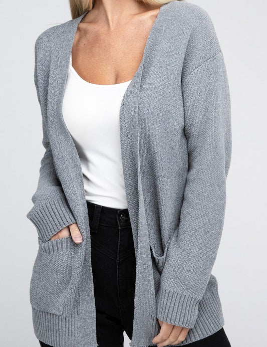 Women's Relaxed Melange Open Front Sweater Cardigan