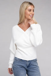 Women's Viscose Cross Wrap Pullover Sweater