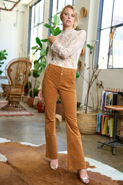 Women's High-Waisted Flared Corduroy Pants